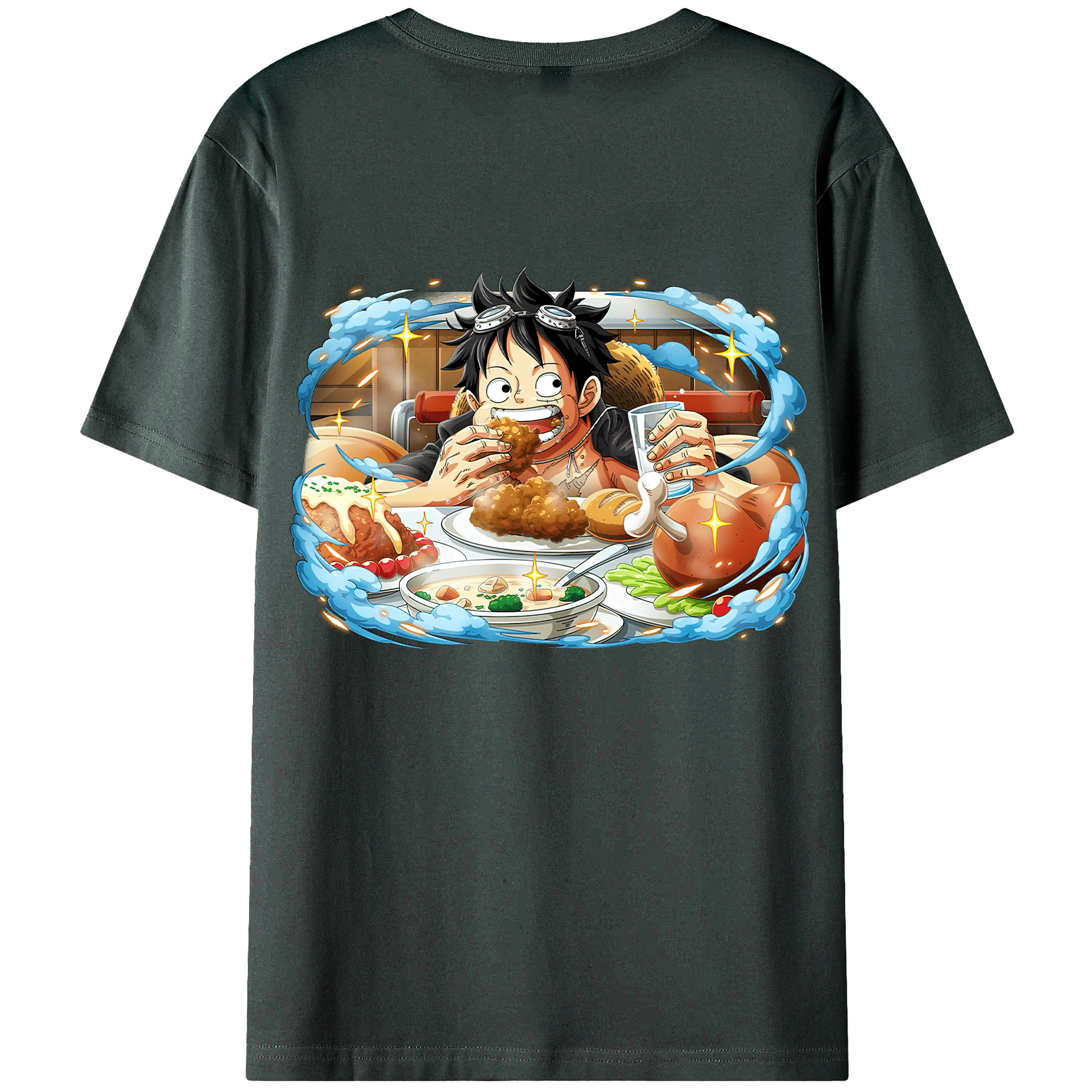 ワンピース モンキー・D・ルフィ ONE PIECE Monkey D. Luffy 綿100％ メンズ半袖Tシャツ（バックプリント） 通気性